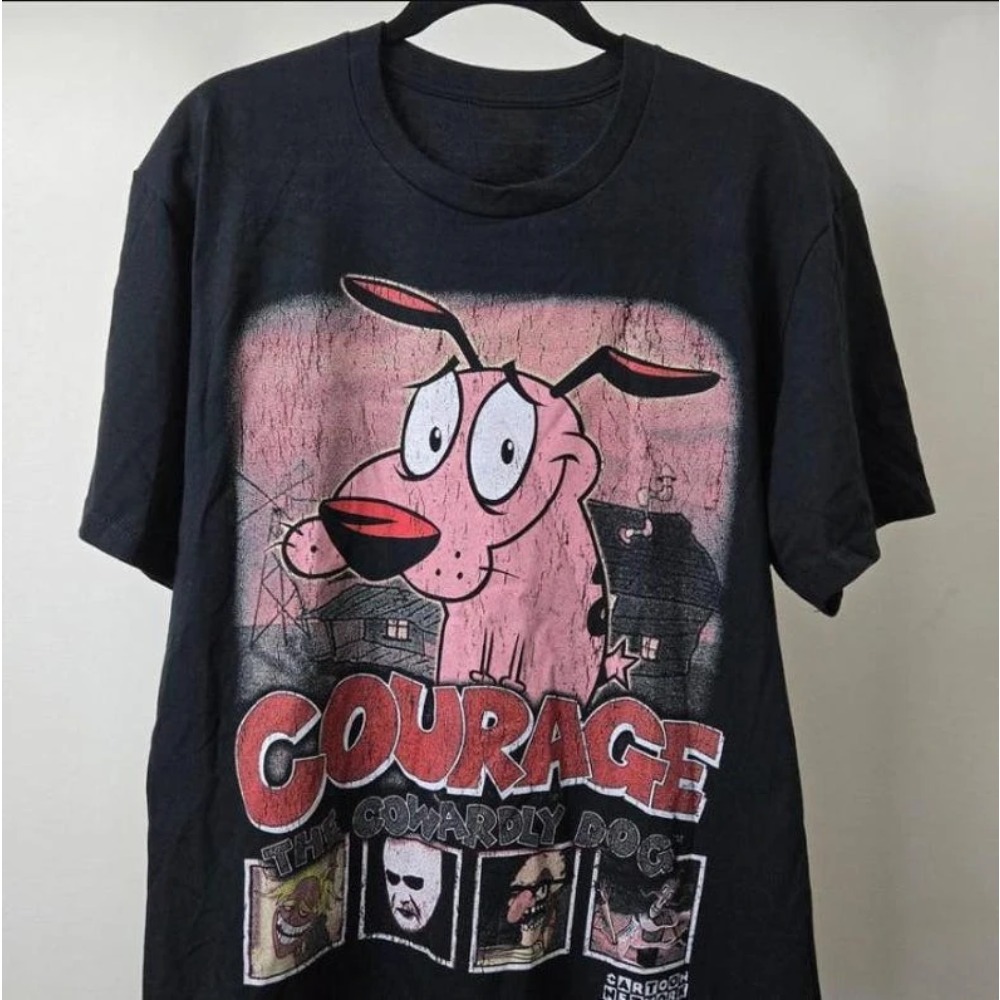 Summer Clothing Cartoon - Sommerliches Vintage-T-Shirt mit Courage The Cowardly