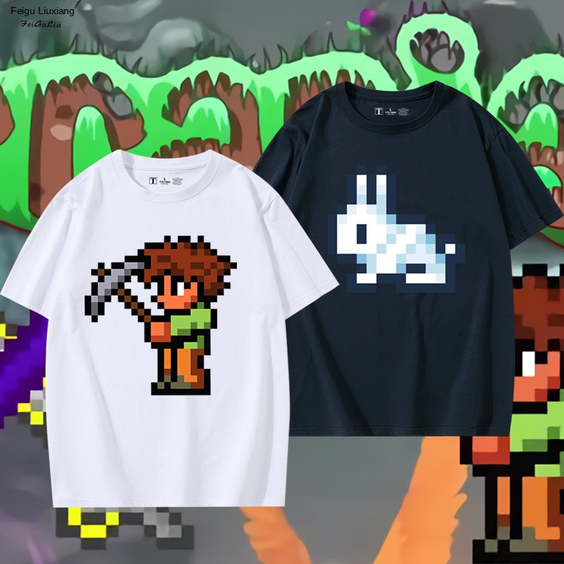 Summer Clothing Staples - Terraria Mosaik-Pixel-Muster Halbarm-T-Shirt Kurzarm Sommer Modische