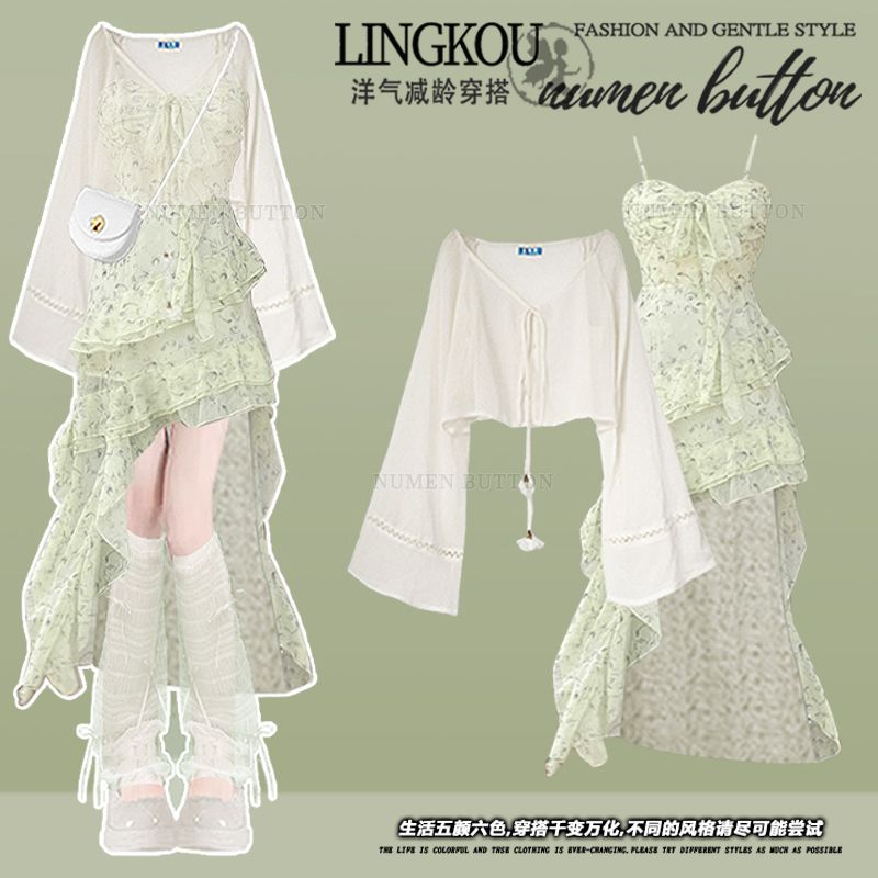 Summer Clothing Juniors - Sommerkleidungsset für Damen, Sonnenschutzkleidung, grünes, geblümtes