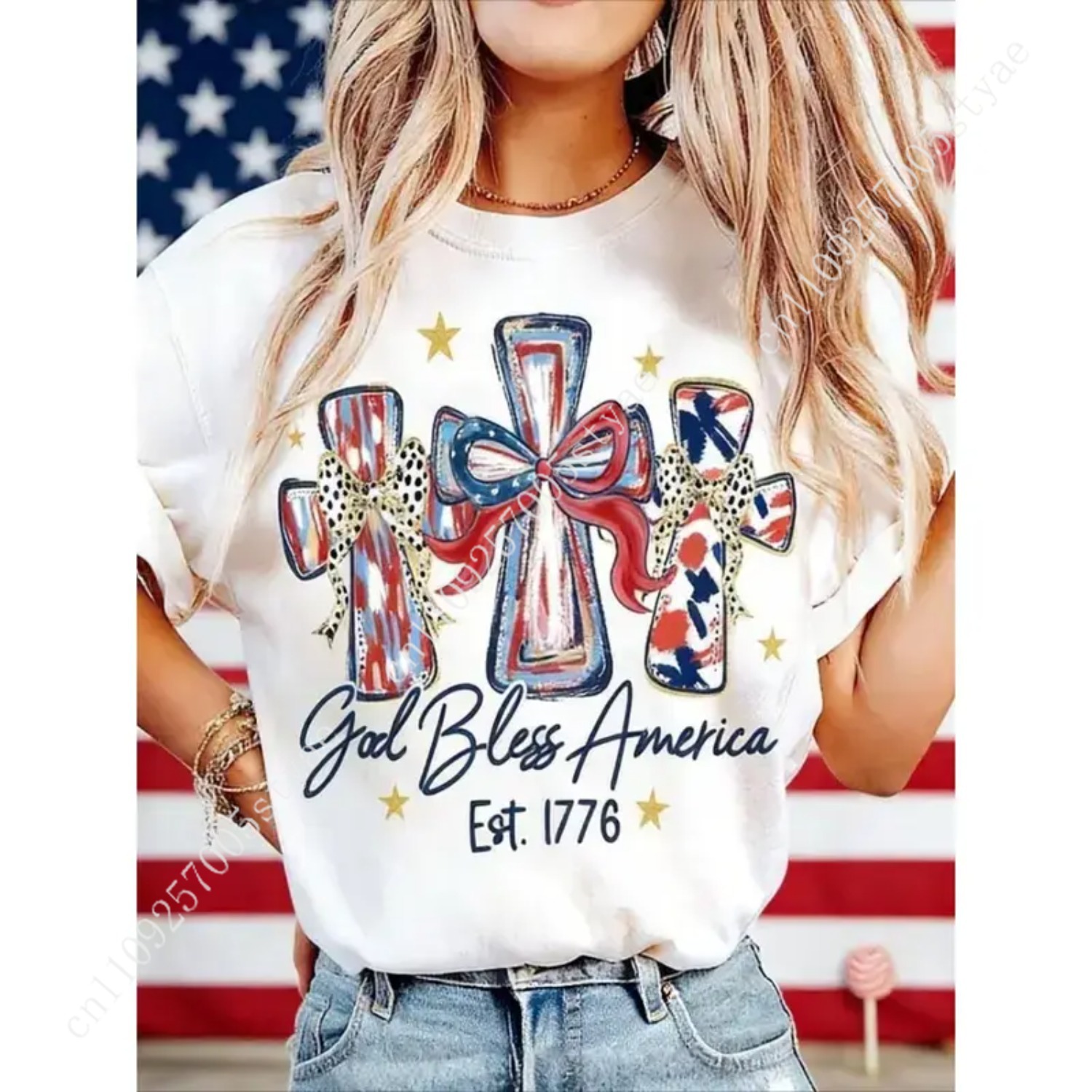 Summer Quilt - God Bless America Damen-T-Shirt, 250 Jahre