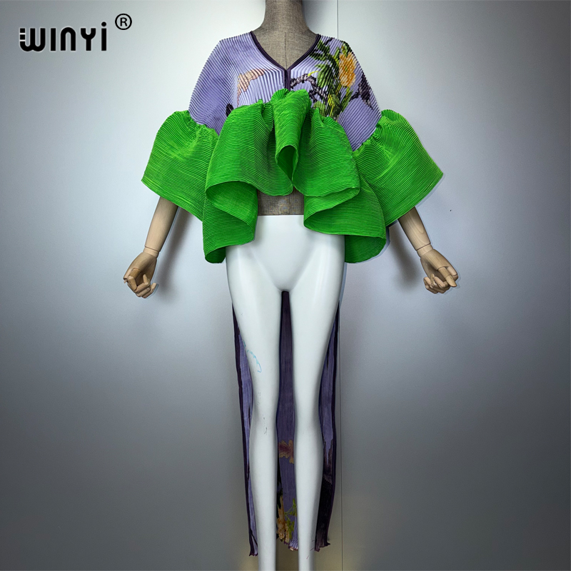 Summer Clothing H&M - WINYI Damen Plissiertes Maxi-Partykleid Unregelmäßiges Knitter-Design