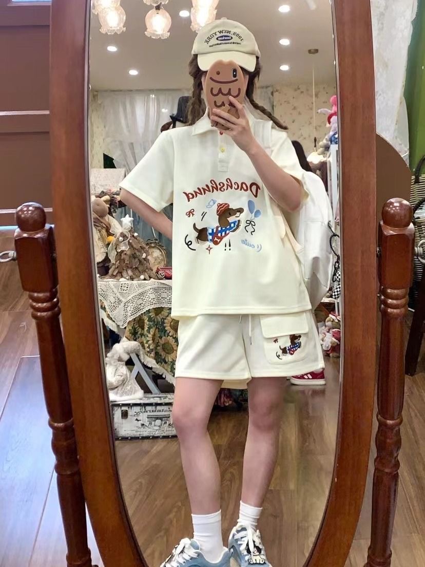 Kawaii Stickerei Hund Japan St – Summer Clothing Cartoon Bewertung und Preis